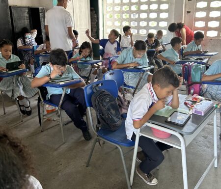 Adolescents completing self-report measures in Colombia.