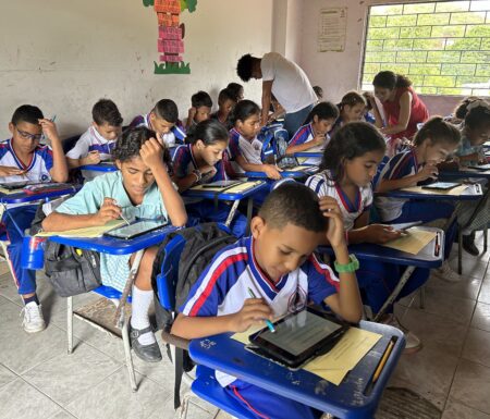 Adolescents completing self-report measures in Colombia.