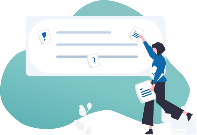 Illustration of person holding data and reports