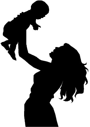 silhouette of mother holding an infant