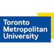 Toronto Metropolitan Logo in white font on blue and yellow squares