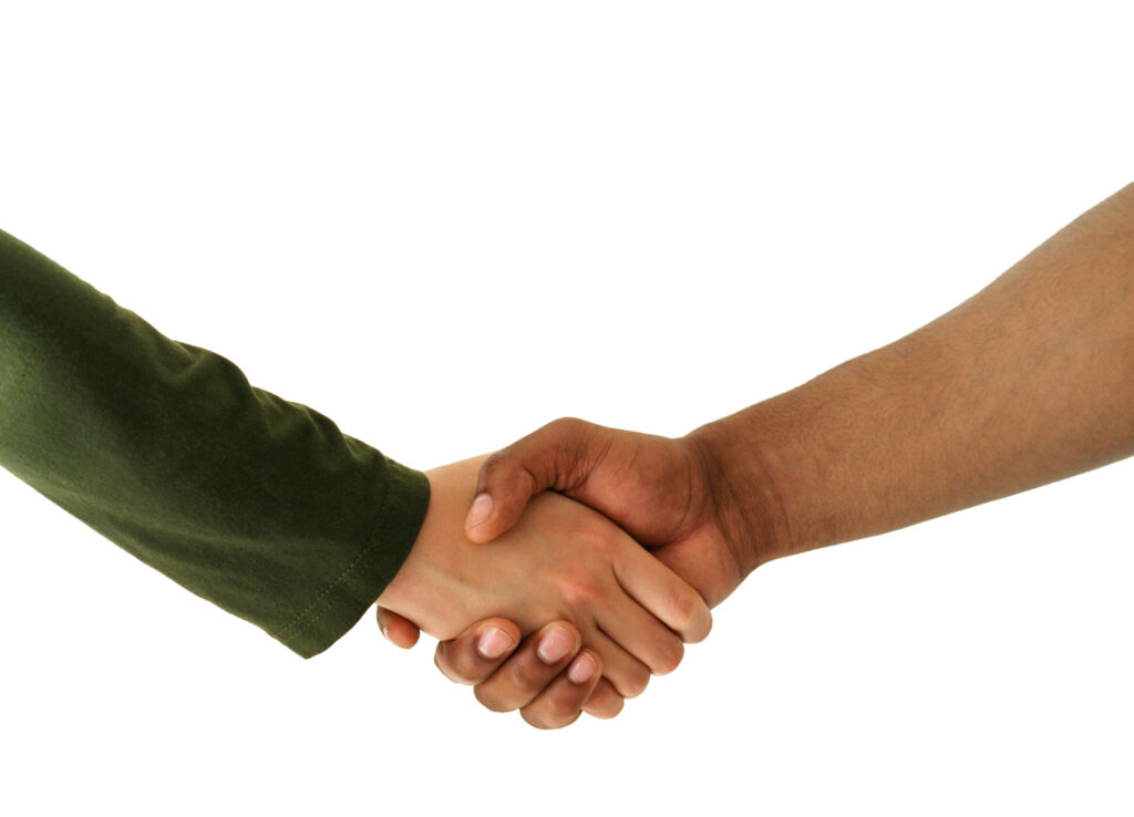 two people shaking hands